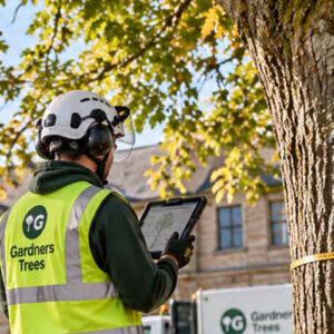 tree surgeon performing survey for quote